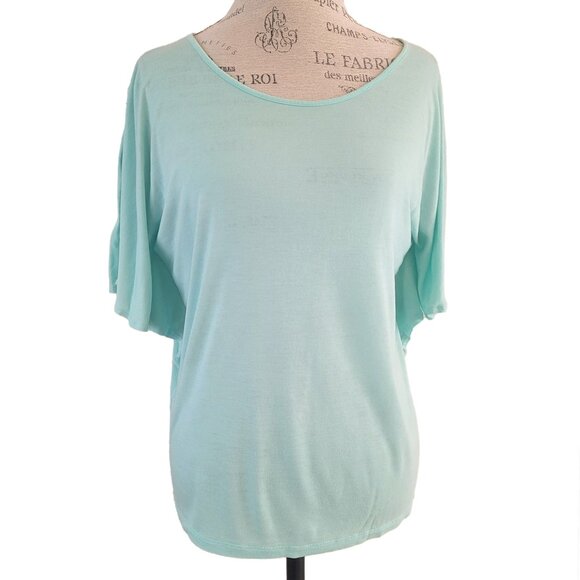 Charming Charlie Turquoise/Aqua Batwing Sleeve Blouse- Large - Picture 1 of 9